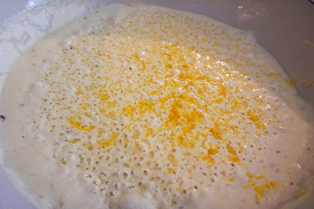 lemon zest in the creamy sauce 