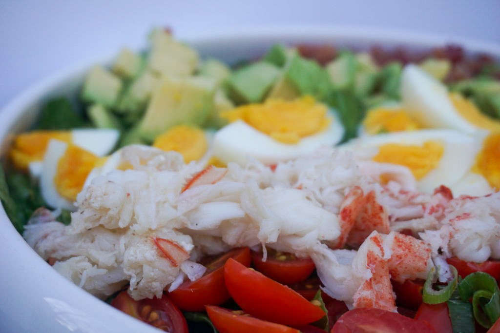 close-up of lobster cobb salad