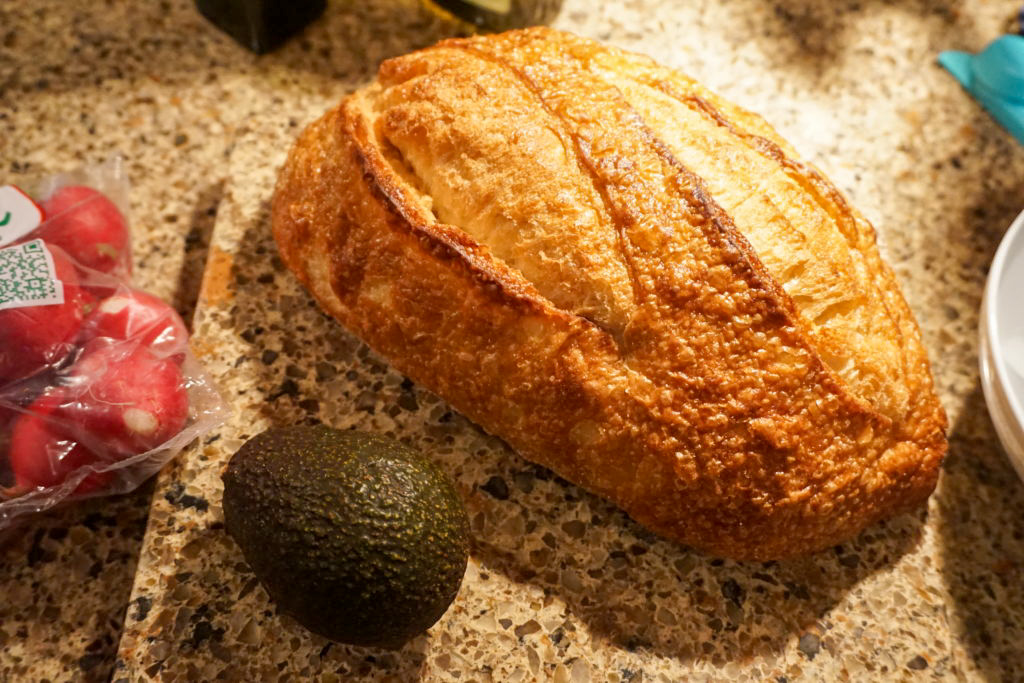 sourdough bread and radishes 