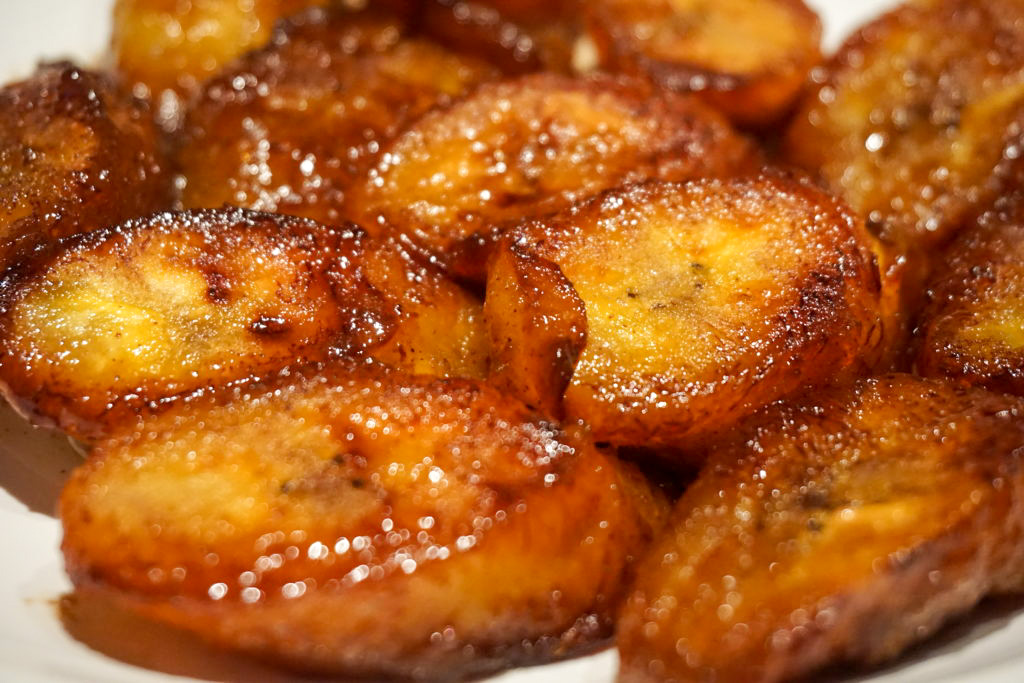 close-up of the maduros aka fried plantains 