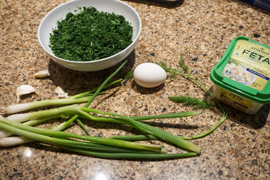 the filling items for the spinach puffs 