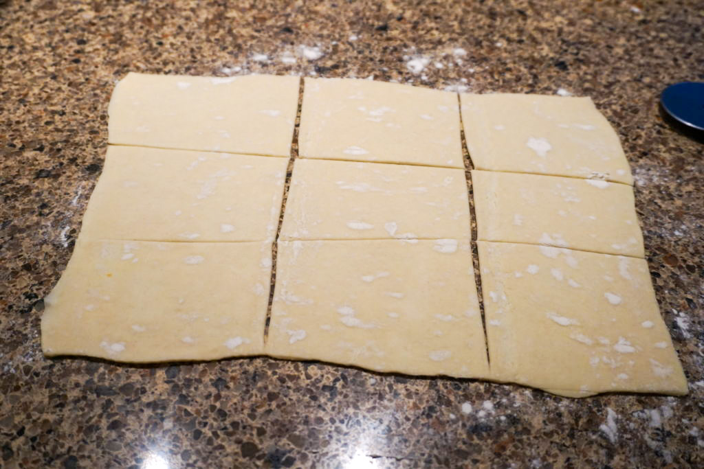 cutting the puff pastry 
