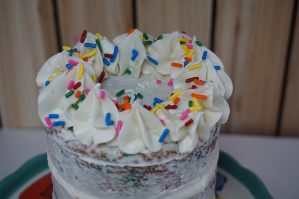 Close up on mini funfetti cake 