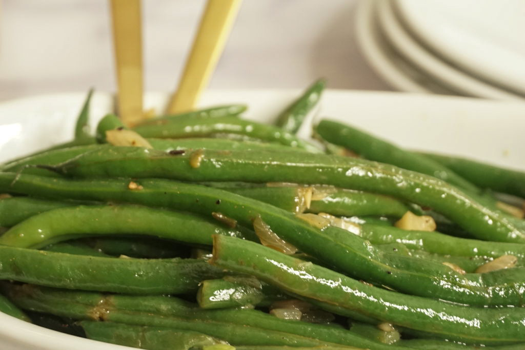 close-up of the cooked beans 