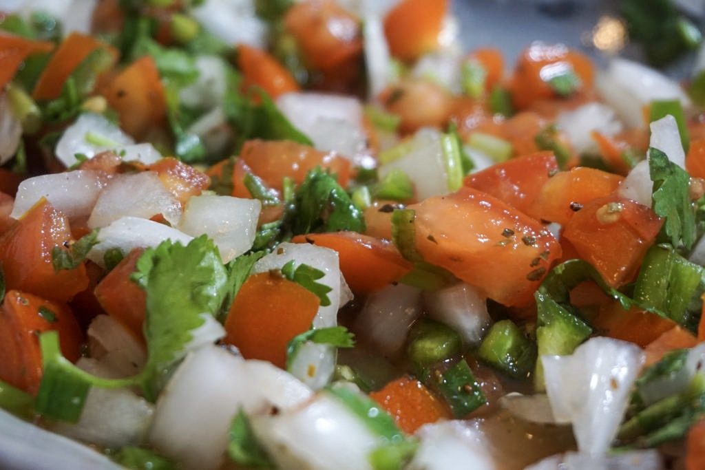 Close up of pico de gallo 