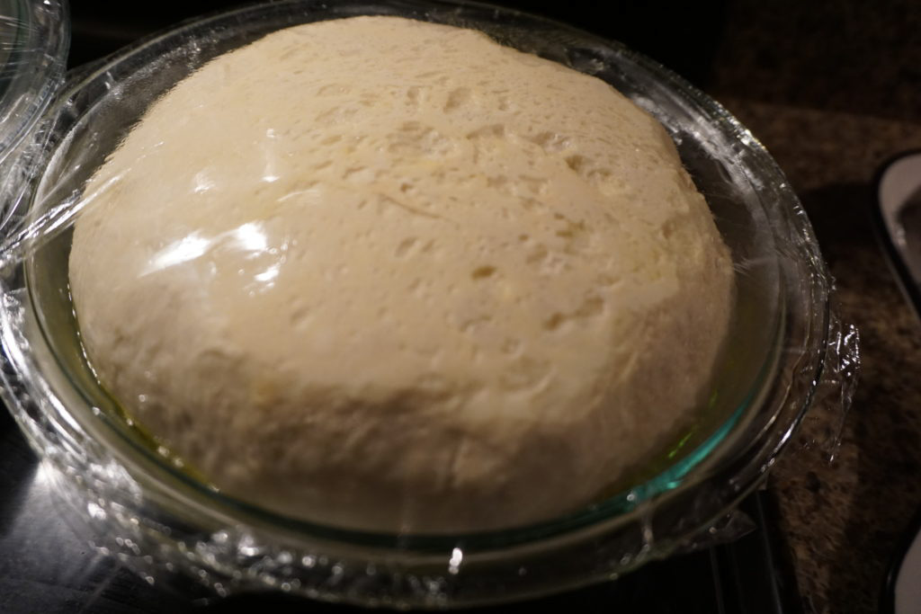 Rising of the pizza dough 