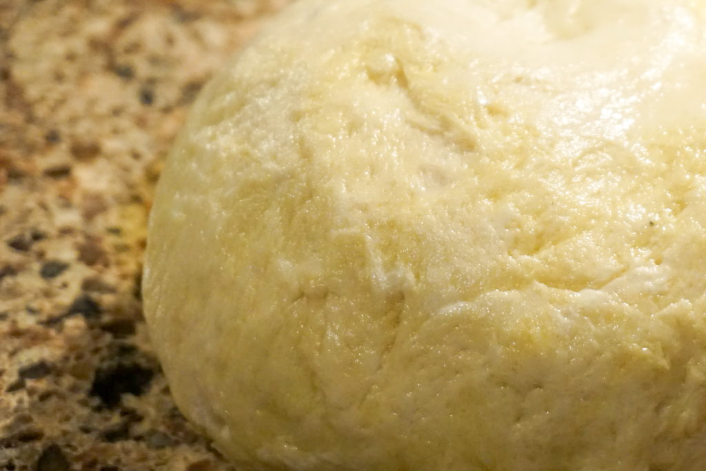 close-up of the pizza dough 