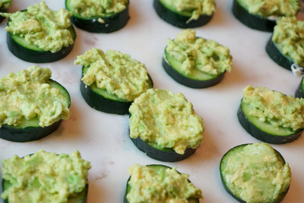 cucumbers with the avocado on top 