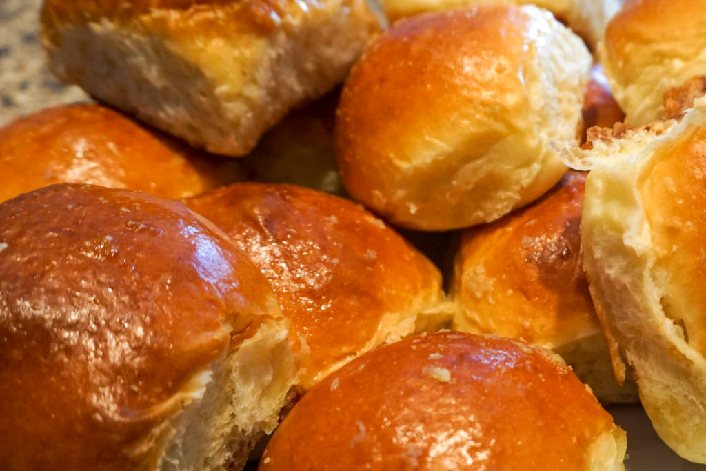 Close-up of the brioche sliders