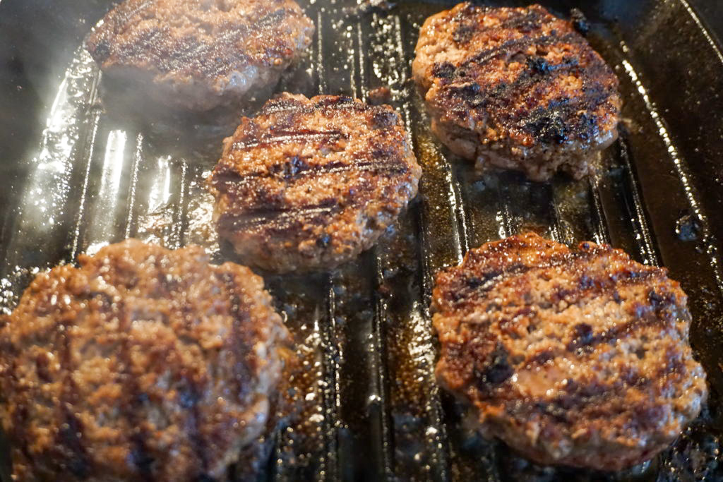 Grilling the ground beef