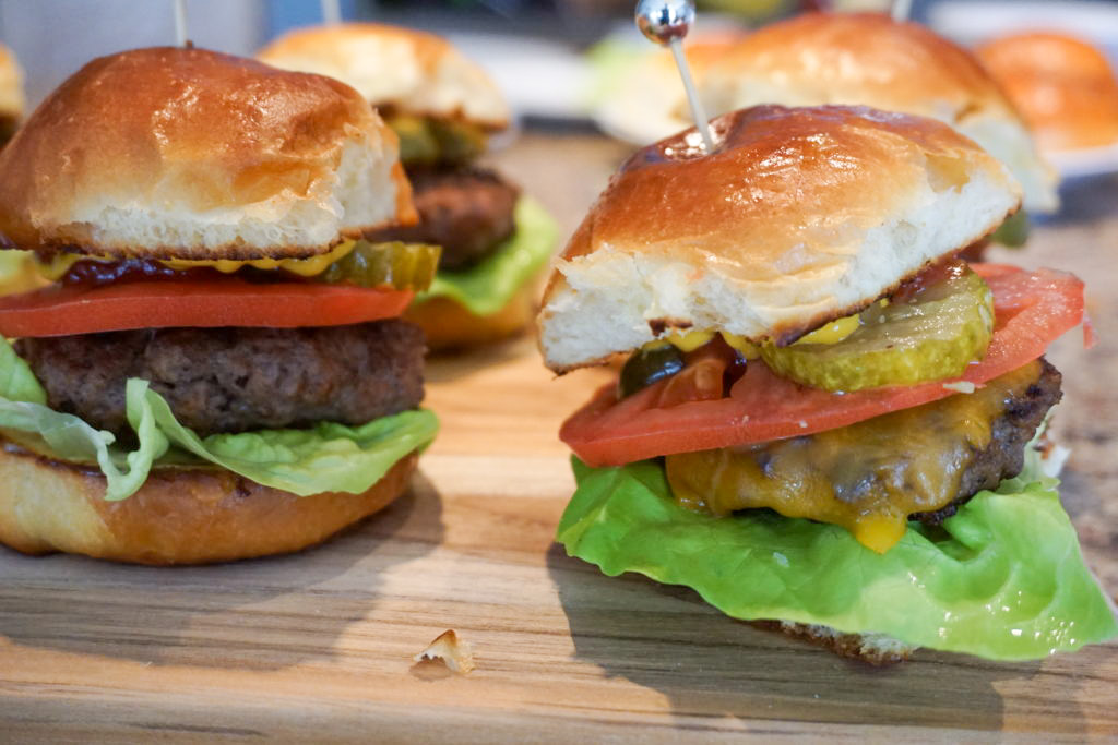 Sliders some are cheeseburger sliders others are hamburger sliders