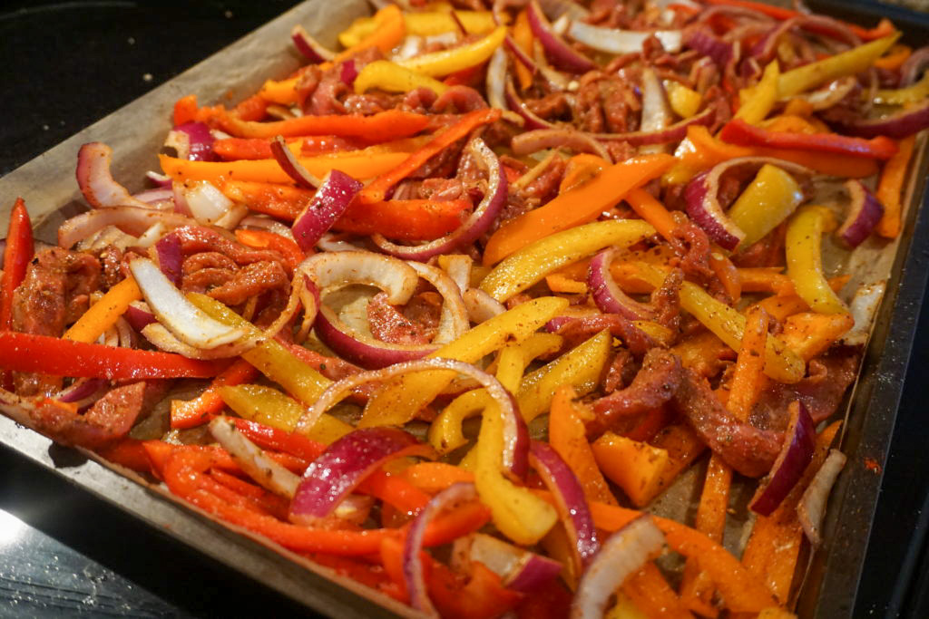 raw seasoned steak fajitas