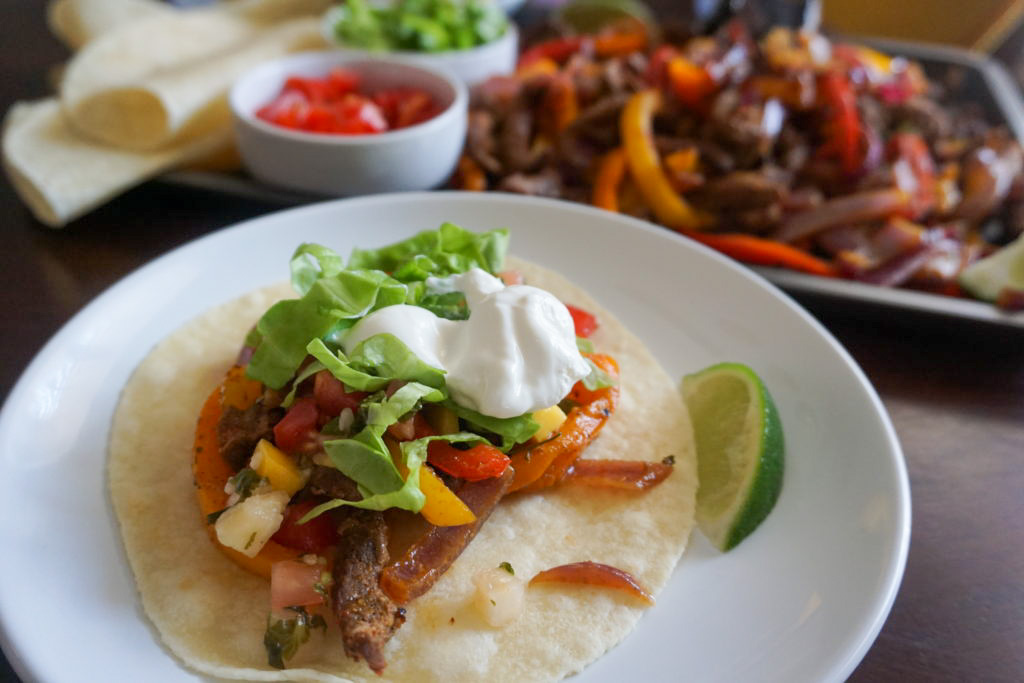 plated steak fajitas