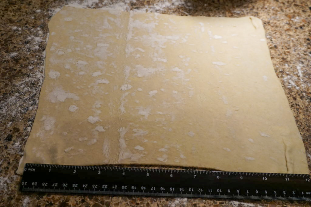 Rolling out the puff pastry dough 