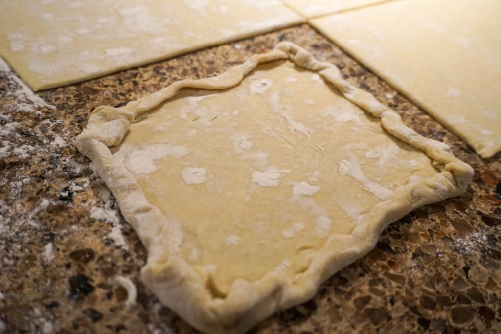 folding the puff pastry on all sides 