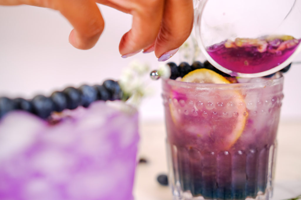 preparing the purple delight drink