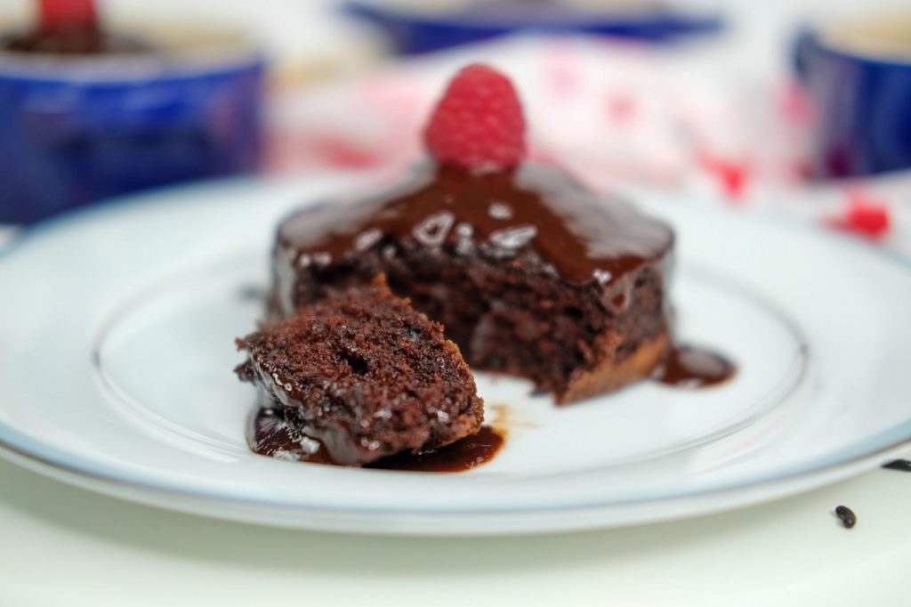 sliced mini chocolate cake