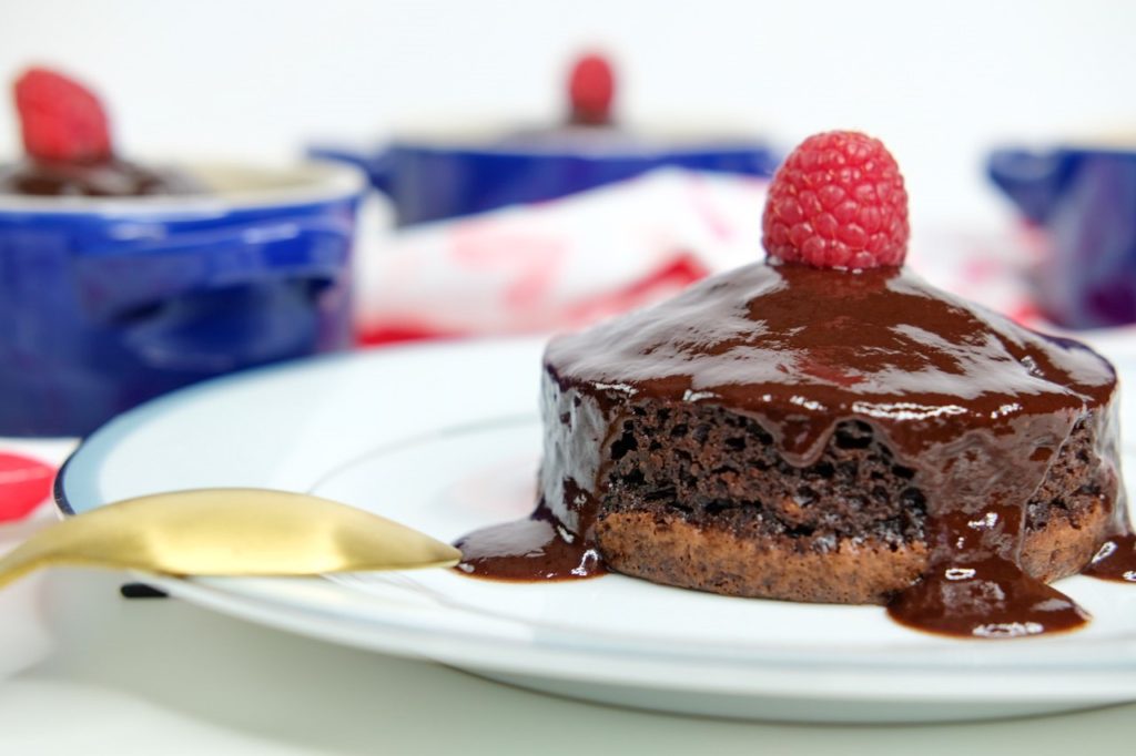 close-up of the mini chocolate cake