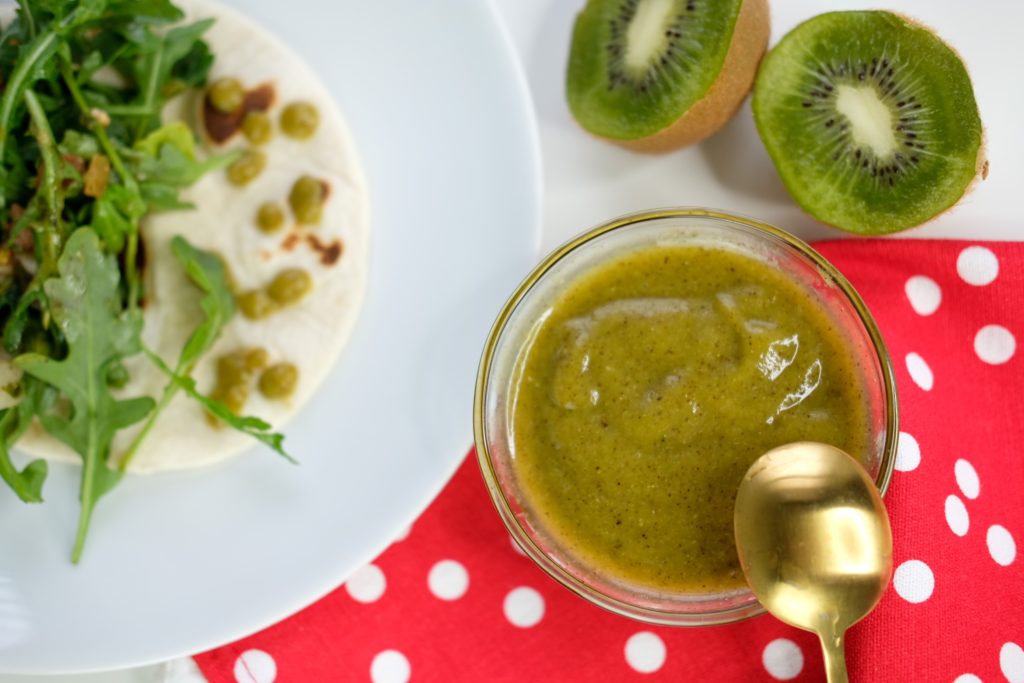 close-up of the kiwi salsa verde