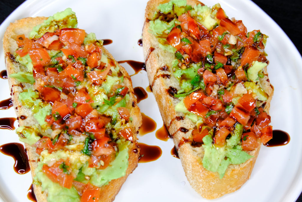 top view of the avocado tomato toast