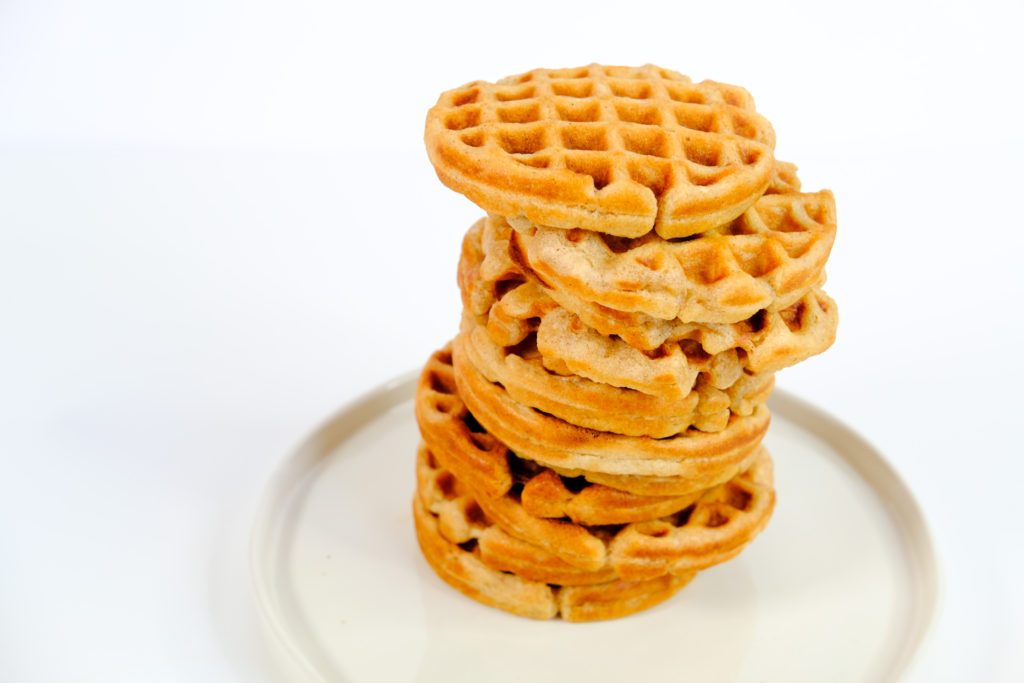 plate stacked with vegan waffles