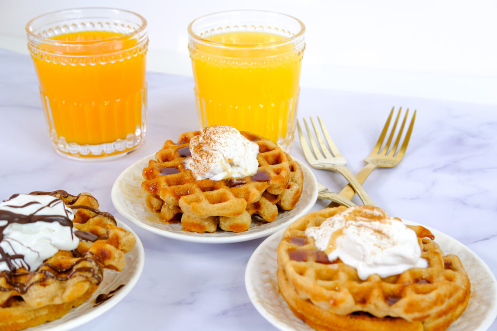 vegan waffles with orange juice