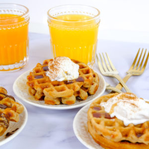 vegan waffles with orange juice