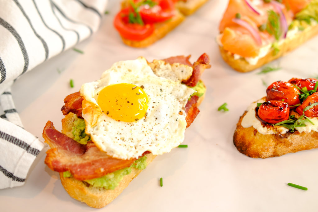 close-up of the 4 different brunch toast